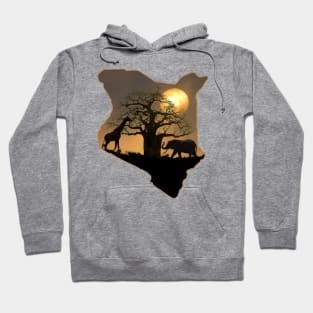 Sunrise - Baobab - Giraffe - Elephant - Kenya Hoodie